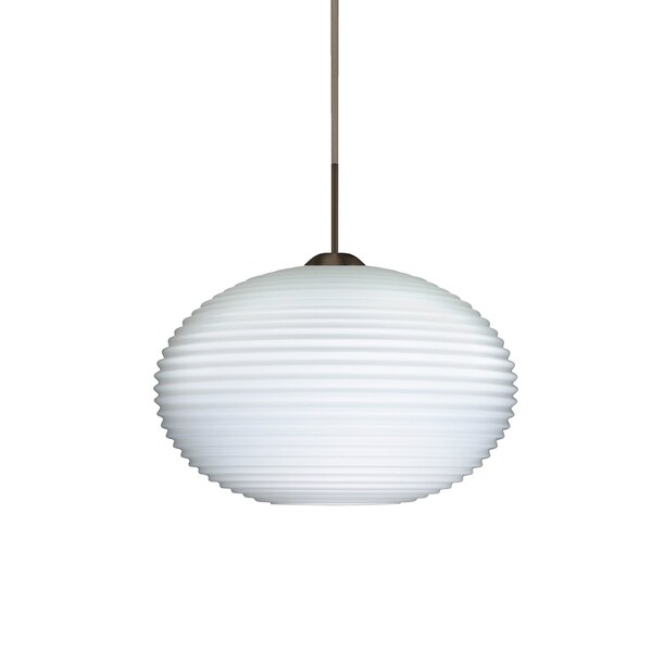 Besa Lighting Pape 12 Cord Pendant, Opal Ribbed, Bronze Finish, 1x9W LED 1JT-491307-LED-BR - main